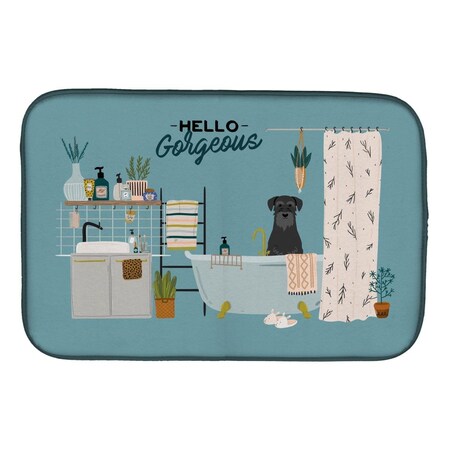 Carolines Treasures 14 x 21 in. Black Standard Schnauzer in Bathtub Dish Drying Mat CK7454DDM
